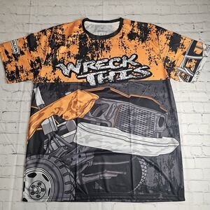 Demolition Derby Jersey Tee 2XL‎ Wreck This Orange Short Sleeve All Over Graphic